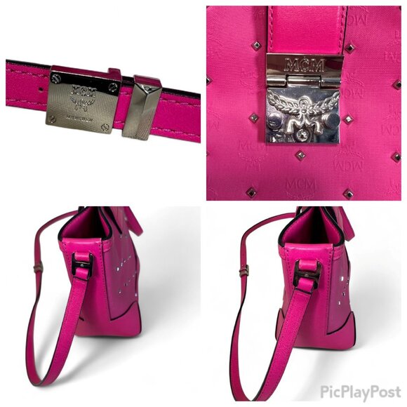 MCM Pink Leather Crossbody With Studs - Picture 13 of 16